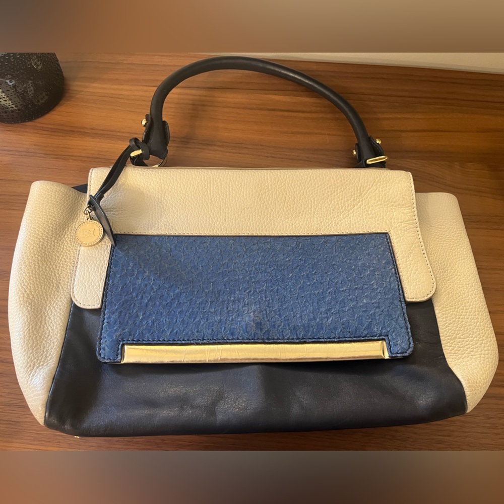 ***ESCADA*** Genuine Leather & Snakeskin Top-Handle Colorblock Handbag